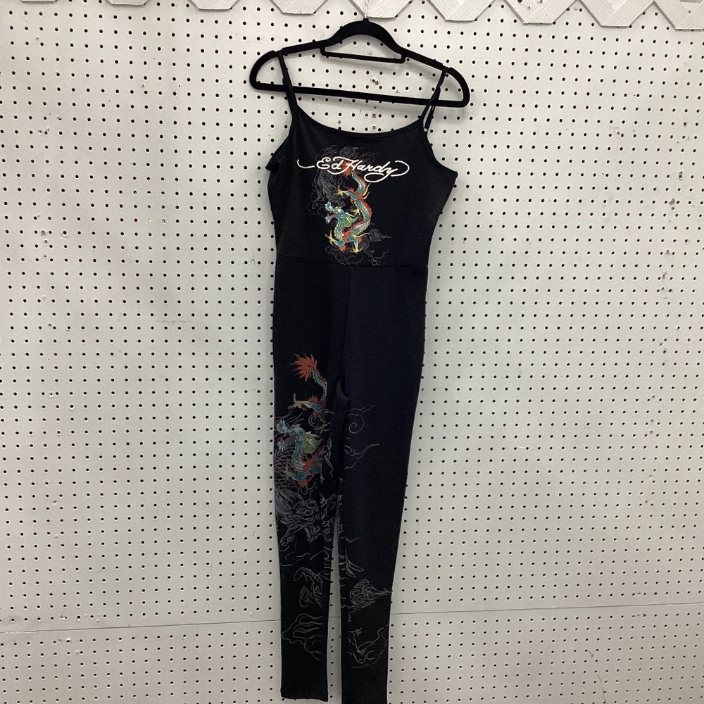 Ed Hardy Design Women Jumpsuit, Size Medium, Color Black, White Multi Color NWT